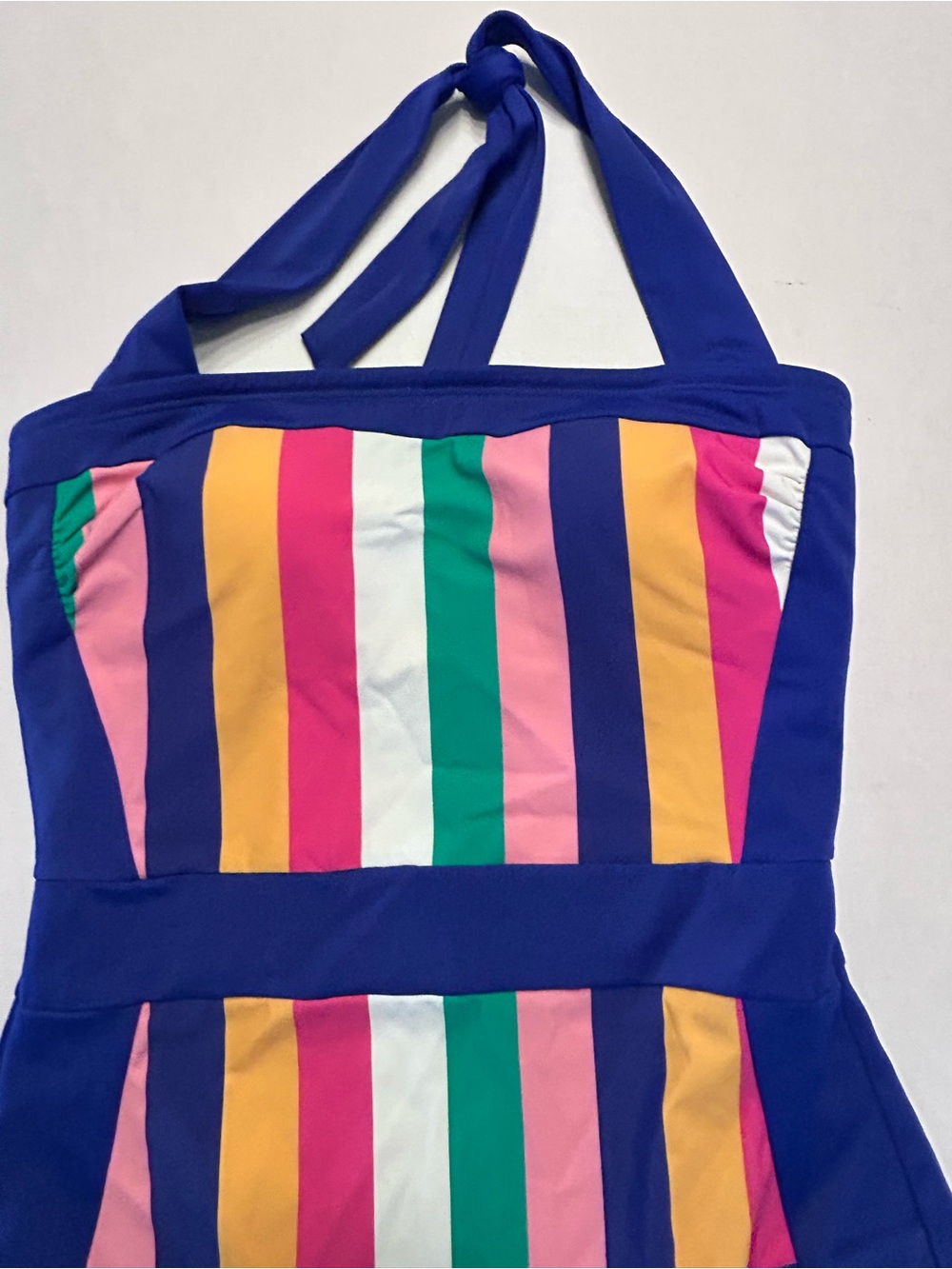 NWOT Boden Santorini Halterneck Swimsuit Multi Rainbow Stripe One Pice Size 10 - Picture 4 of 10